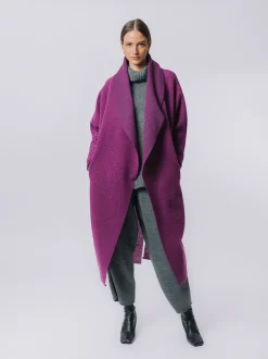 Maxi cardigan in lana cotta
