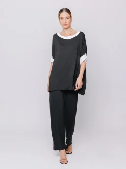 Maxi t-shirt a scatola con bordi a contrasto