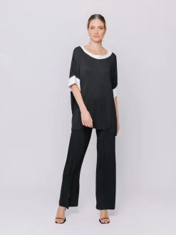 Maxi t-shirt a scatola con bordi a contrasto