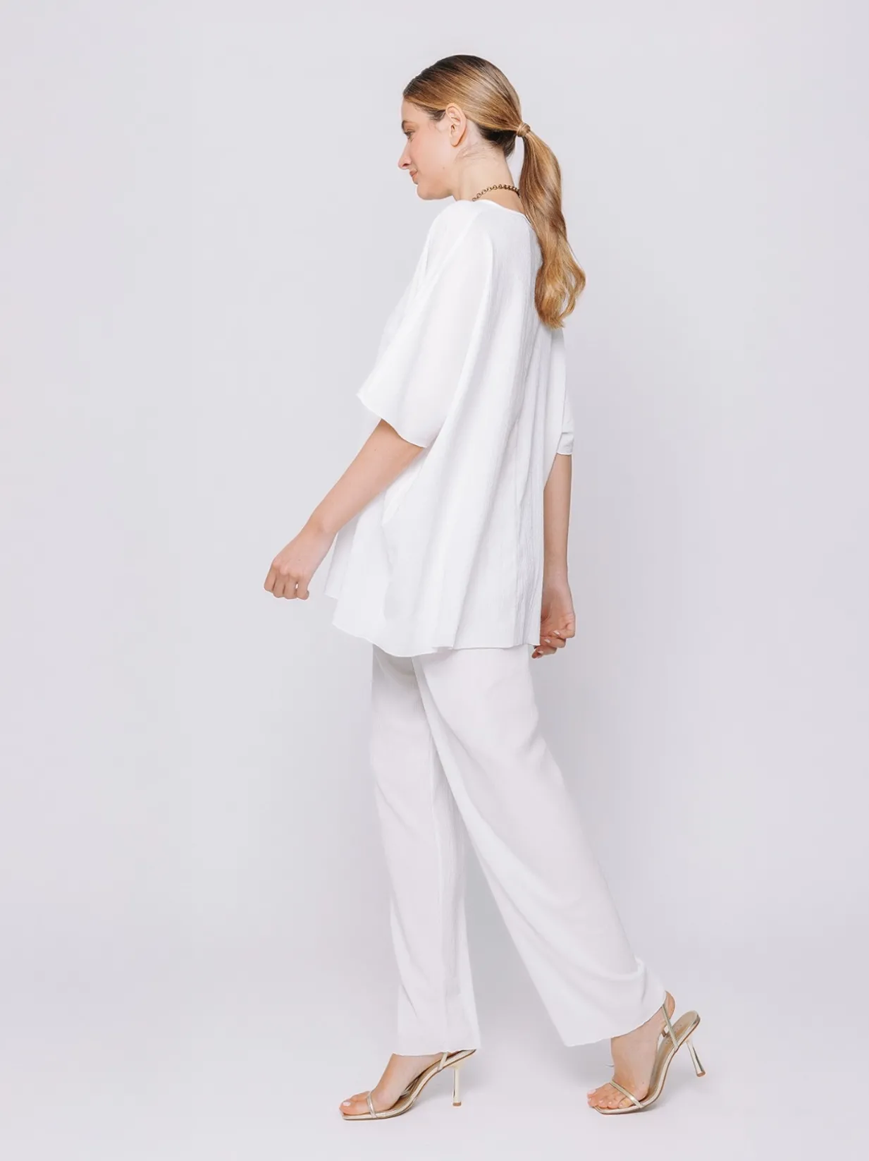 Maxi t-shirt a scatola in tessuto goffrato