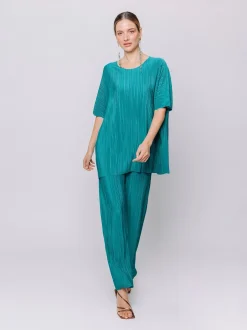 Maxi t-shirt a scatola plissè