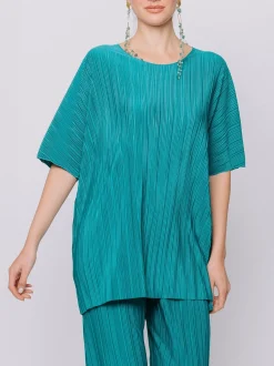 Maxi t-shirt a scatola plissè