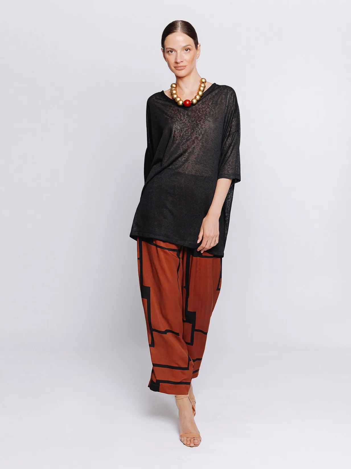Maxi t-shirt in tessuto fiammato