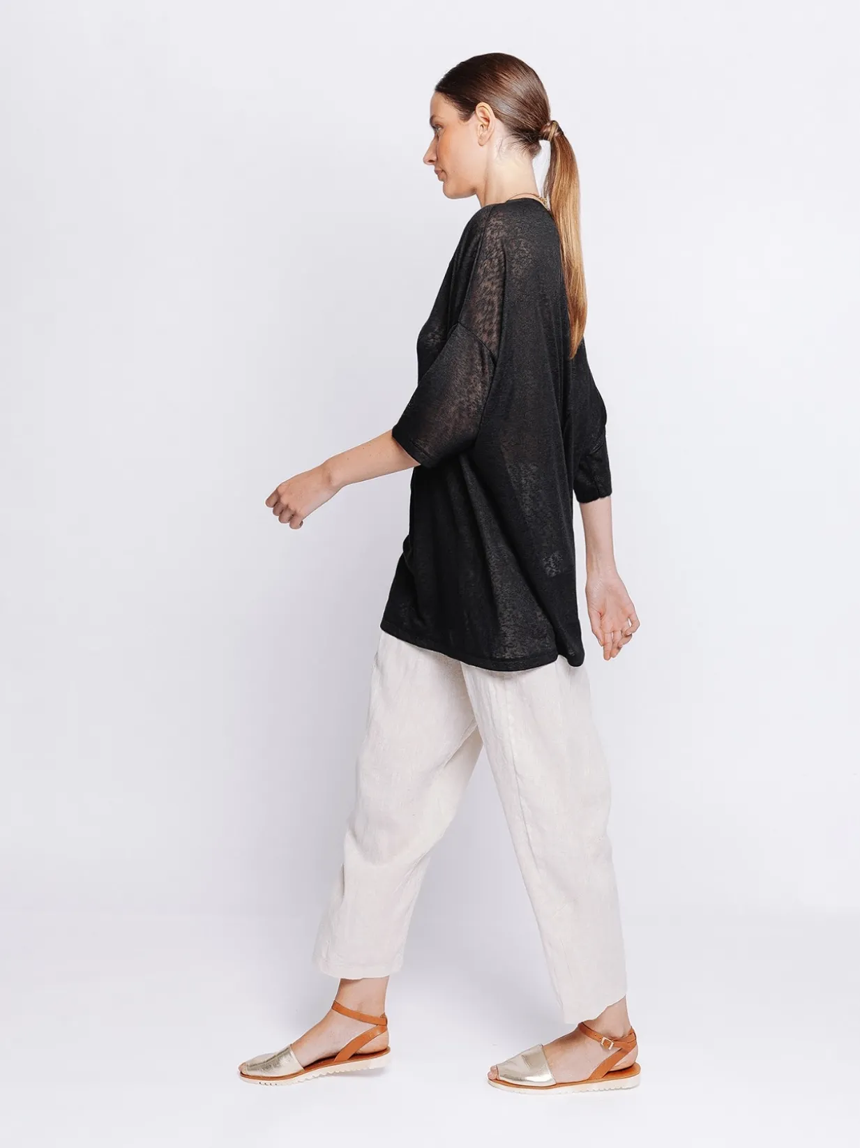 Maxi t-shirt in tessuto fiammato