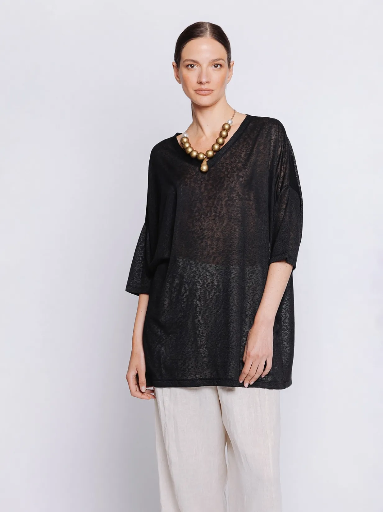Maxi t-shirt in tessuto fiammato