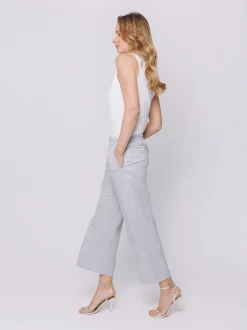 Pantalone ampio in seersucker a righe
