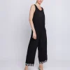 Pantalone cropped con inserto in popeline stampato