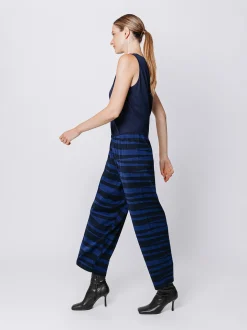 Pantalone gaucho a righe irregolari