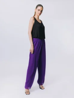 Pantalone morbido in doppio strato di chiffon