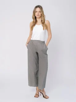 Pantaloni in Misto Cotone e Lino