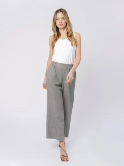 Pantaloni in Misto Cotone e Lino