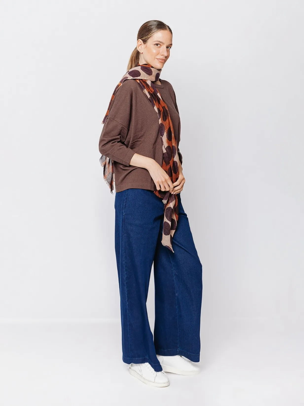 Sciarpa in lana Brown Dots