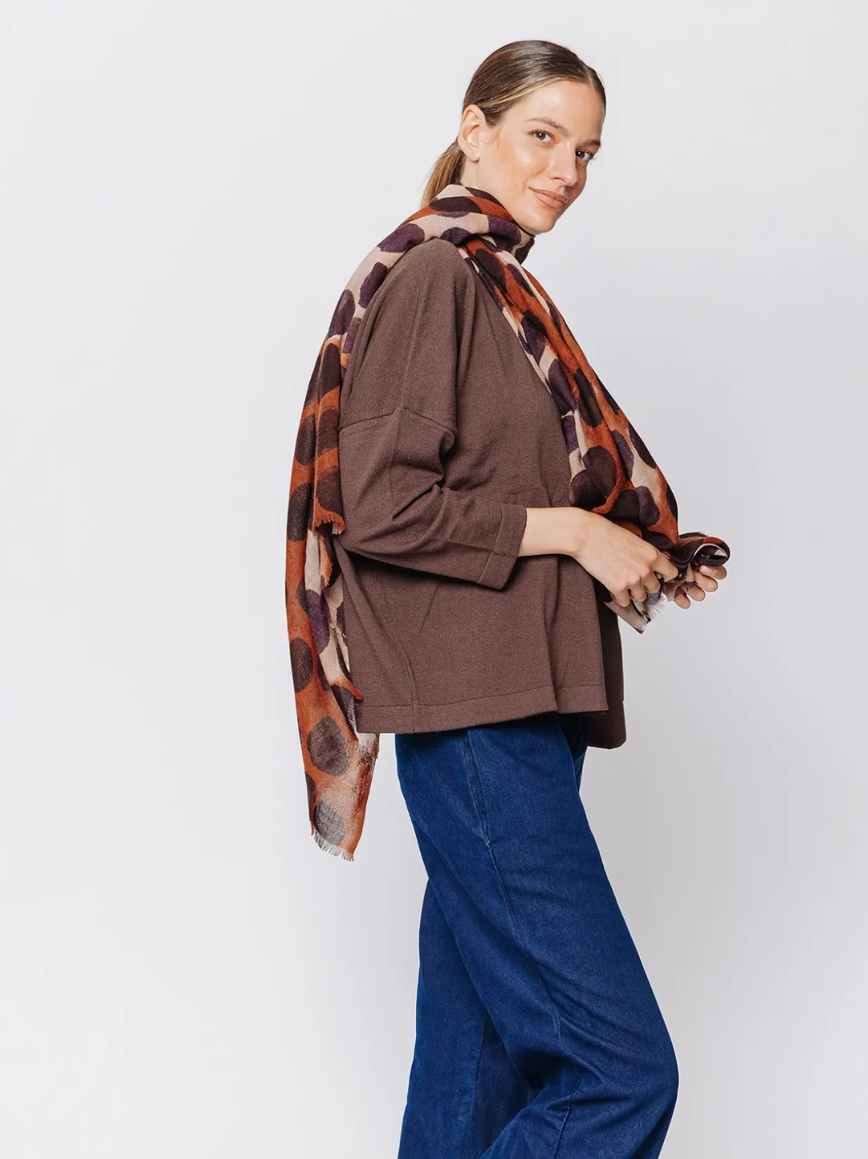 Sciarpa in lana Brown Dots