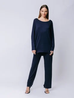 T-shirt ovetto maniche lunghe BLU