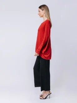 T-shirt ovetto maniche lunghe ROSSO FUOCO