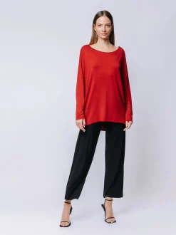 T-shirt ovetto maniche lunghe ROSSO FUOCO